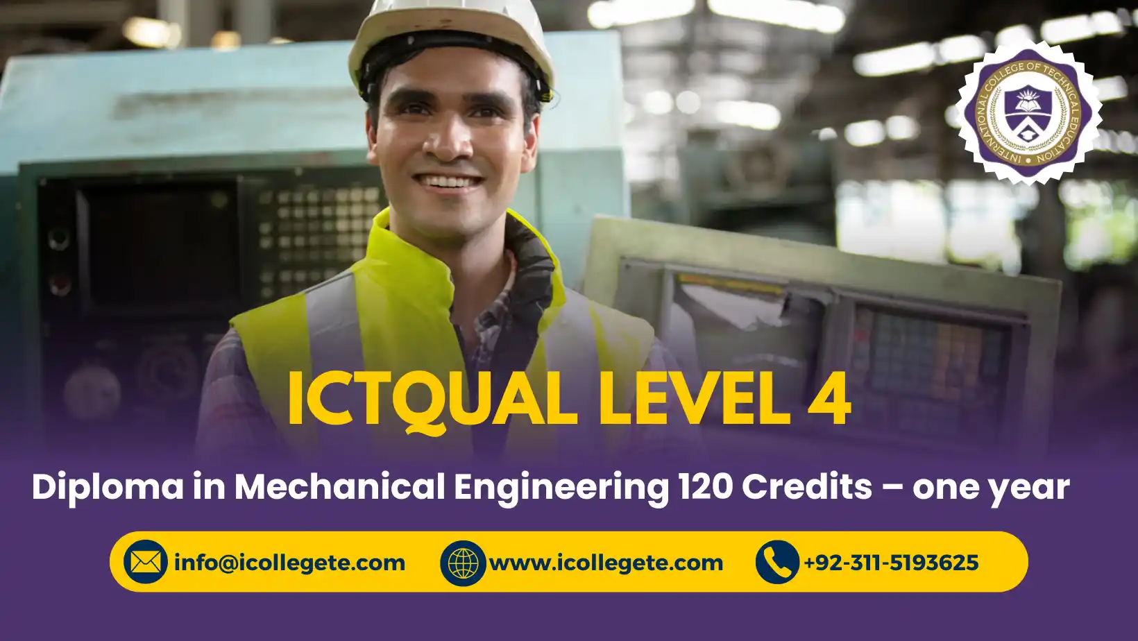 ICTQual Level 4 Diploma in Mechanical Engineering 120 Credits – One Year